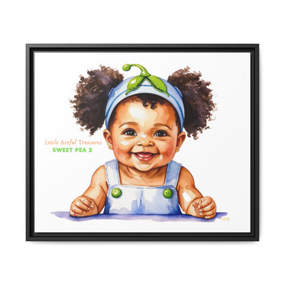"Little Artful Treasures" Collection - Framed Canvas Print — "Sweet Pea 2" Baby Portrait by vca