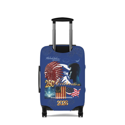 'Legacy of Liberty' Collection - Luggage Cover by vca —250th Anniversary -- Semi‑Quincentennial Travel Accessory, 2-sided - Blue