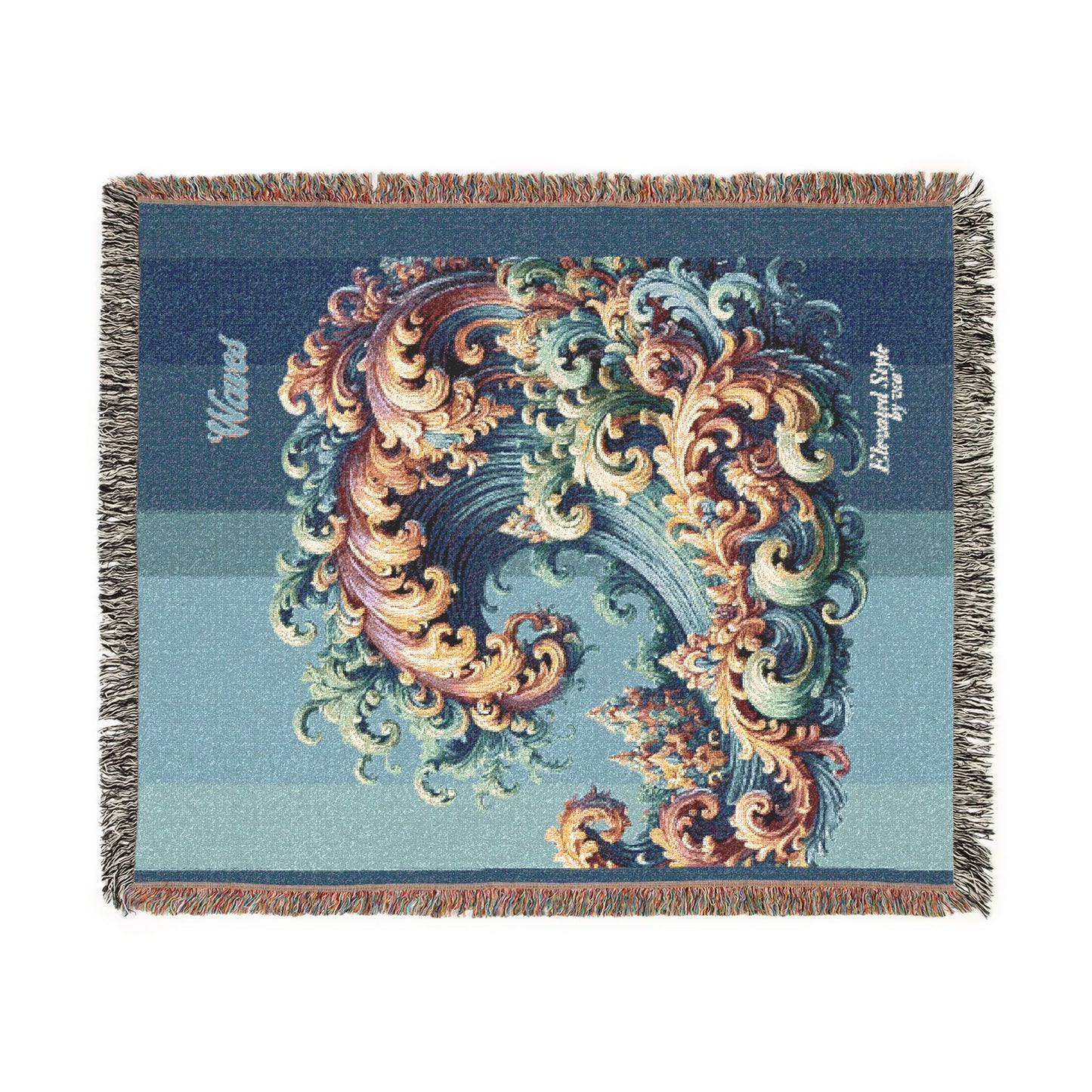 "Elevated Style" Collection - Designer Woven Blanket - 'Waves2" by vca