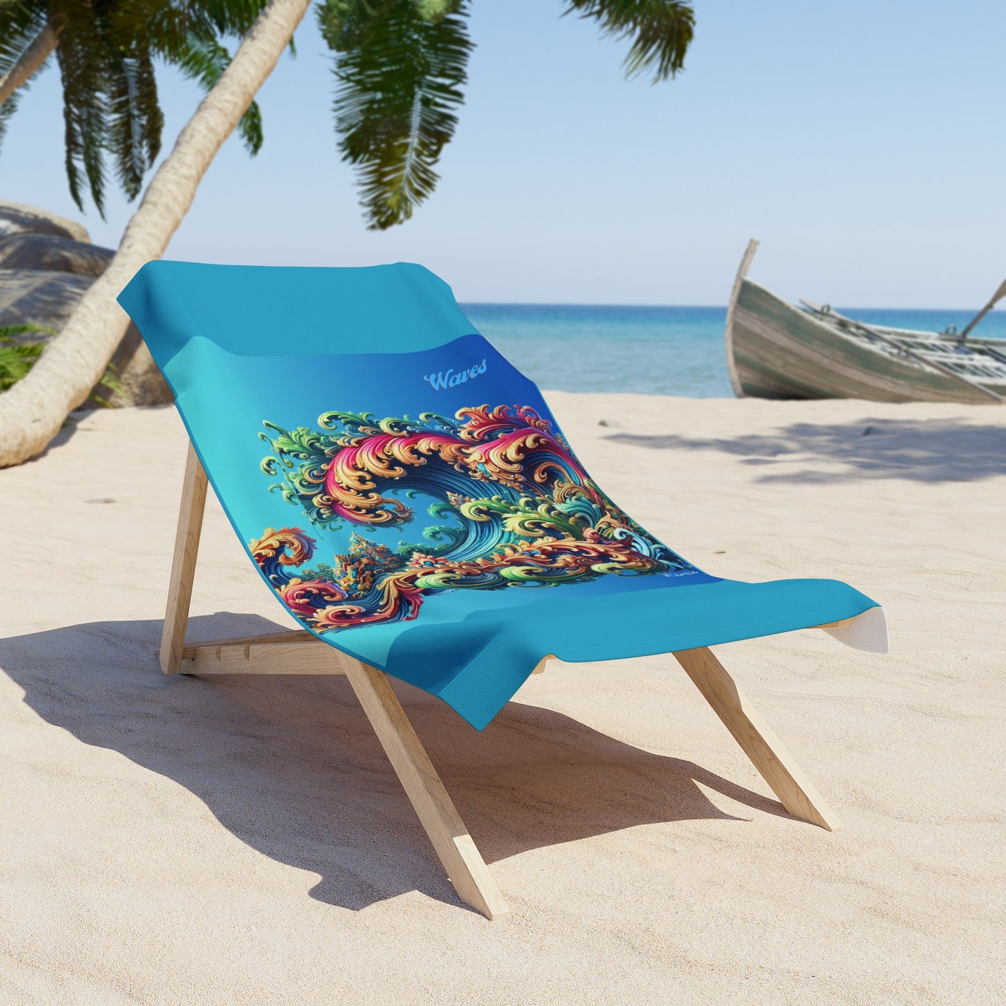 Designer Beach Towel — "Elevated Style" Collection -"Waves2" by vca