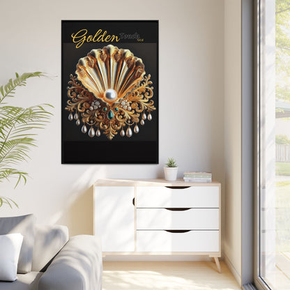"Golden Touch" Collection - Framed Art Canvas - 'Emeralds & Pearls' by vca