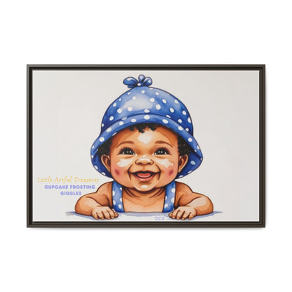 "Little Artful Treasures" Collection - 'Cupcake Frosting Giggles' by vca - Framed Baby Wall Art (Matte Canvas)