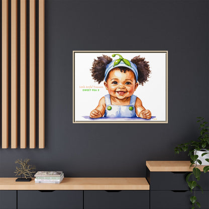 "Little Artful Treasures" Collection - Framed Canvas Print — "Sweet Pea 2" Baby Portrait by vca