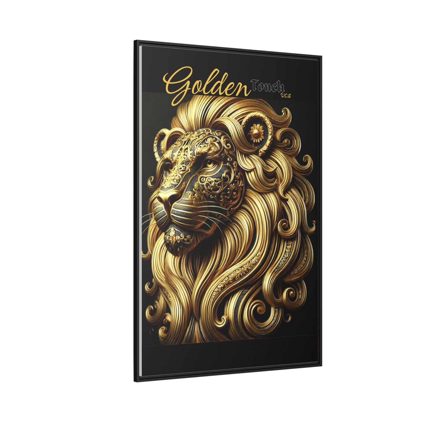 "Golden Touch" Collection - Framed Canvas Art - 'Golden Majesty' Lion by vca