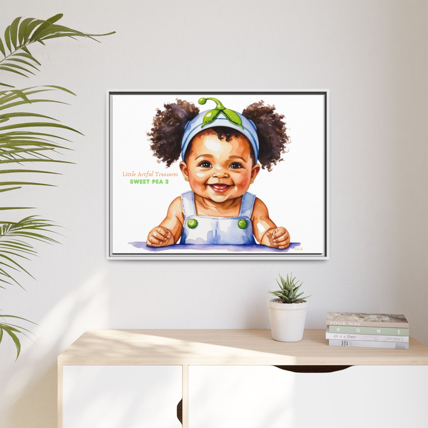 "Little Artful Treasures" Collection - Framed Canvas Print — "Sweet Pea 2" Baby Portrait by vca