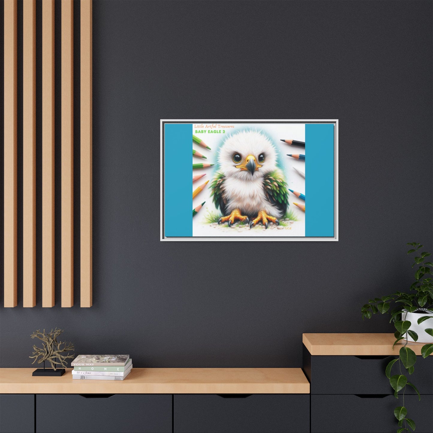 "Little Artful Treasures" Collection - Framed Canvas Wall Art — "Baby Eagle 2" by vca
