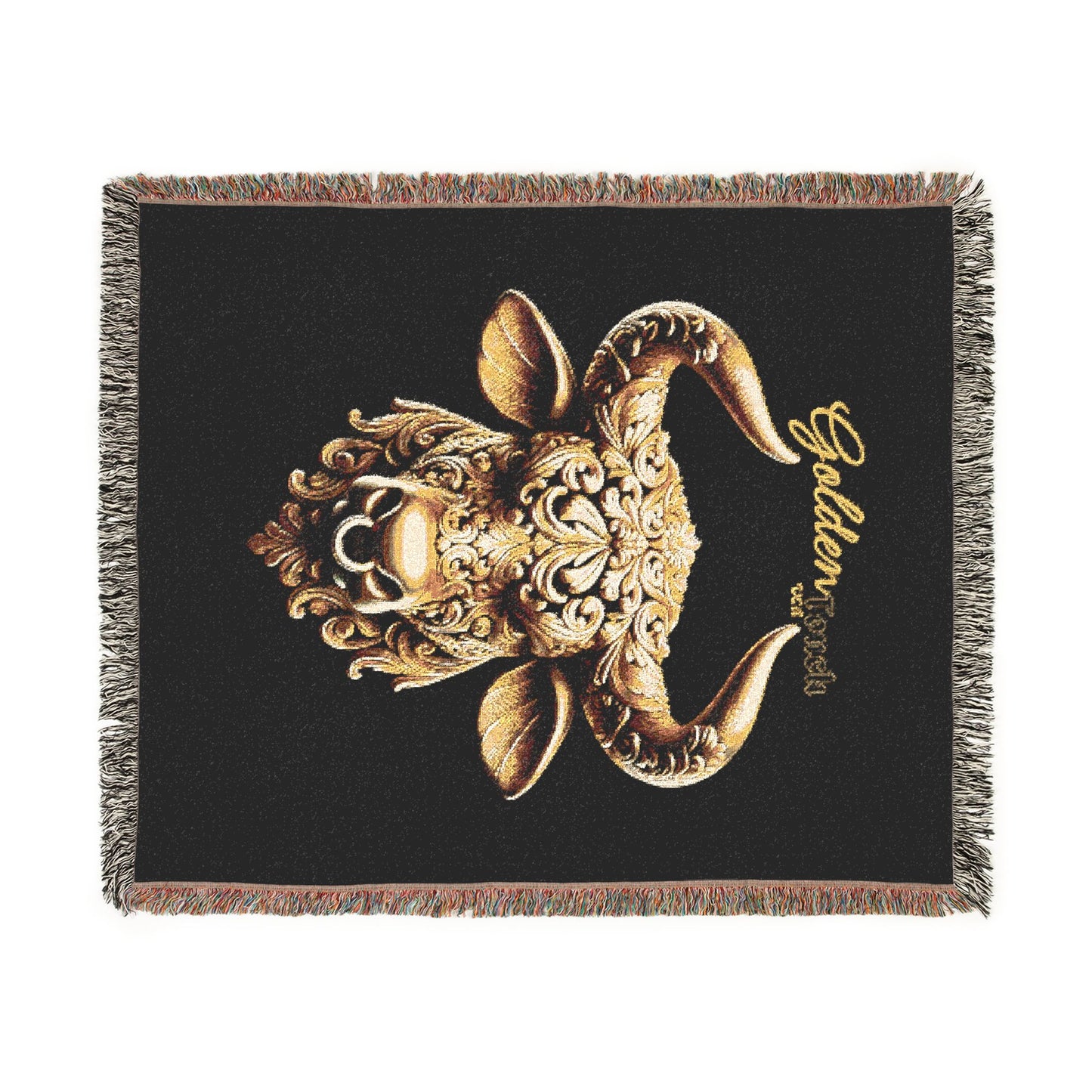 "Golden Touch" Collection - 'TaurusHead2' design by vca - Designer Woven Blanket
