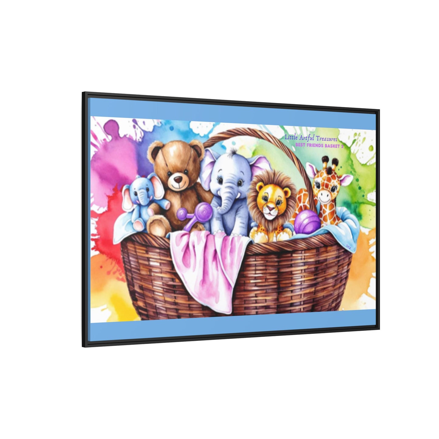 "Little Artful Treasures" Collection - Framed Nursery Canvas Wall Art — 'Best Friends Basket 2' by vca