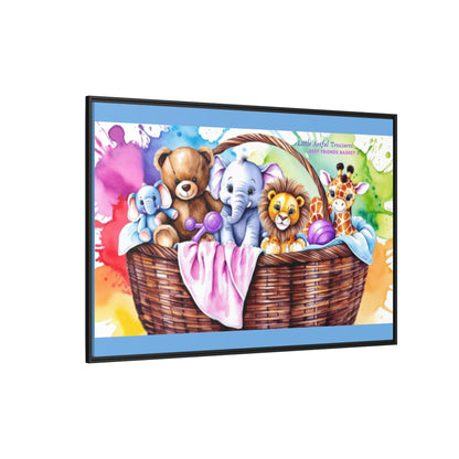 "Little Artful Treasures" Collection - Framed Nursery Canvas Wall Art — 'Best Friends Basket 2' by vca
