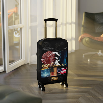 "Legacy of Liberty" Collection - Luggage Cover design by vca - Semi-Quincentennial Travel Accessory, 2-sided - Black
