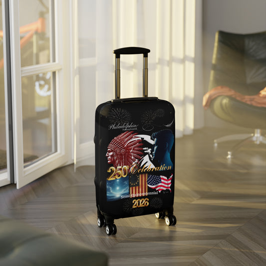 "Legacy of Liberty" Collection - Luggage Cover design by vca - Semi-Quincentennial Travel Accessory, 2-sided - Black