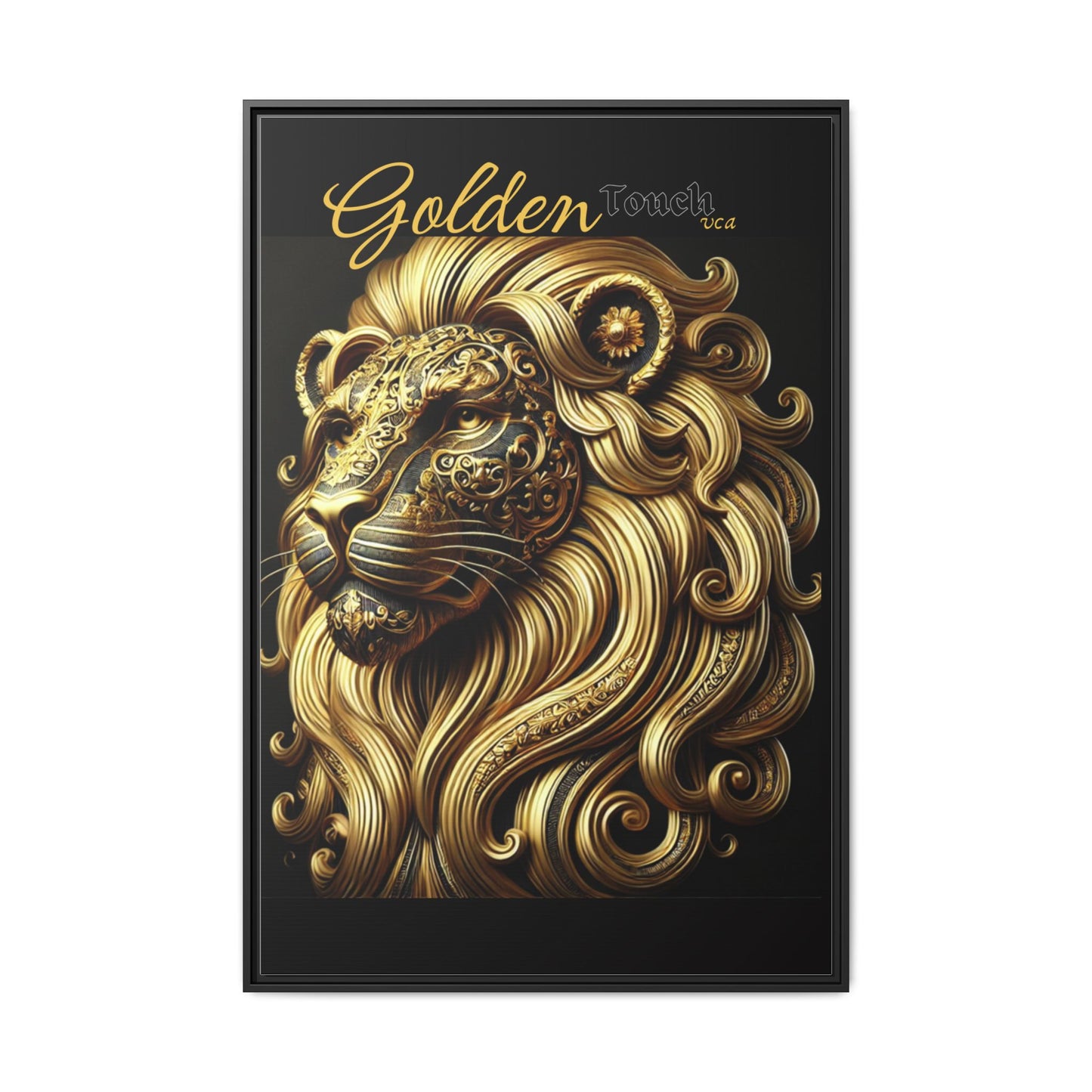"Golden Touch" Collection - Framed Canvas Art - 'Golden Majesty' Lion by vca