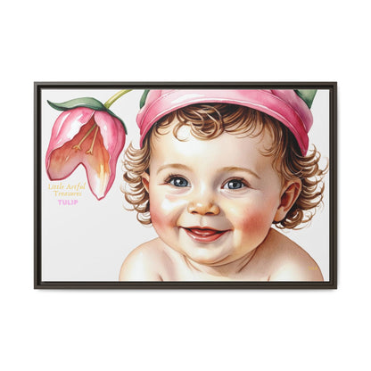 "Little Artful Treasures" Collection - 'Tulip' - Art Framed Matte Canvas Baby Portrait by vca