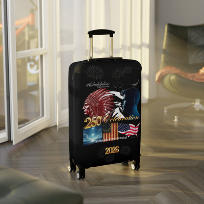 "Legacy of Liberty" Collection - Luggage Cover design by vca - Semi-Quincentennial Travel Accessory, 2-sided - Black