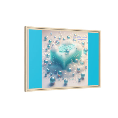 "Little Artful Treasures" Collection - Framed Matte Canvas Wall Art — 'Soap Bubbles' by vca - Blue