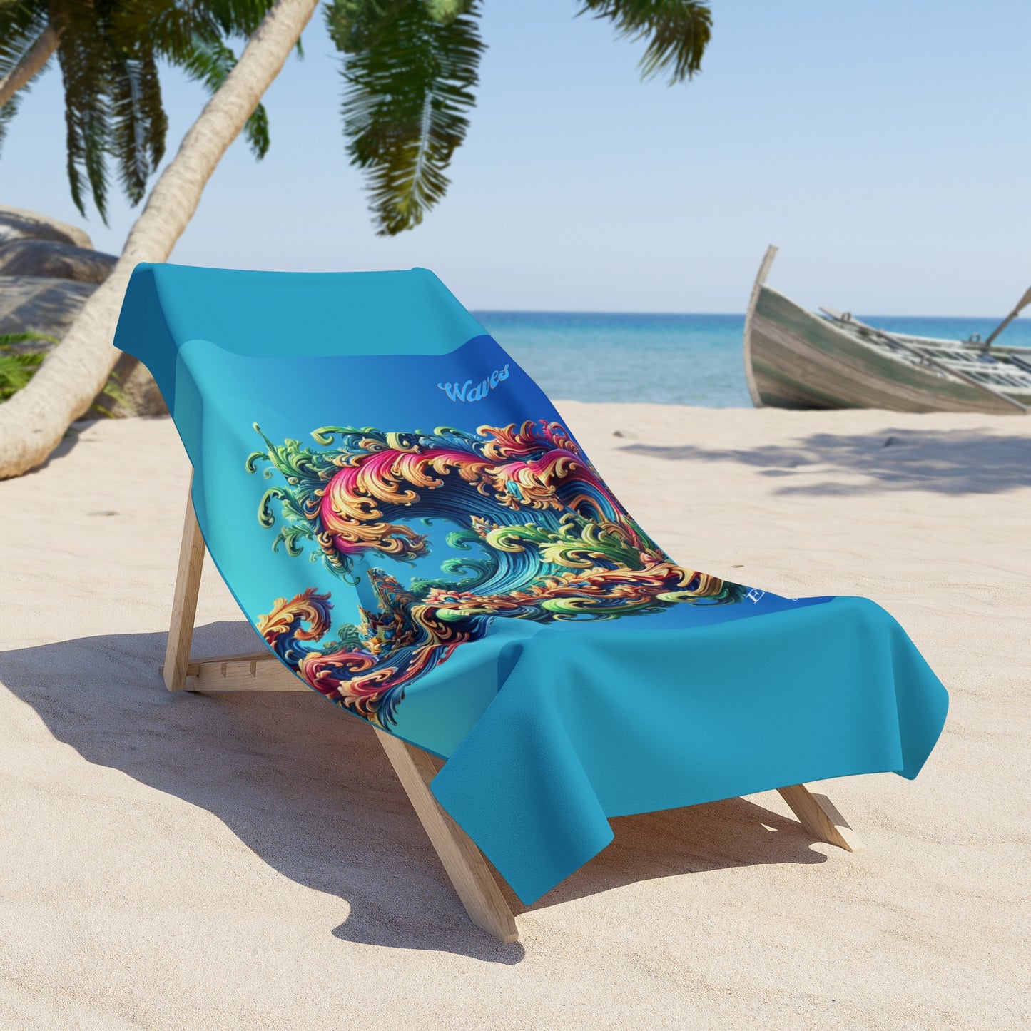 Designer Beach Towel — "Elevated Style" Collection -"Waves2" by vca