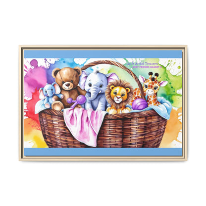 "Little Artful Treasures" Collection - Framed Nursery Canvas Wall Art — 'Best Friends Basket 2' by vca