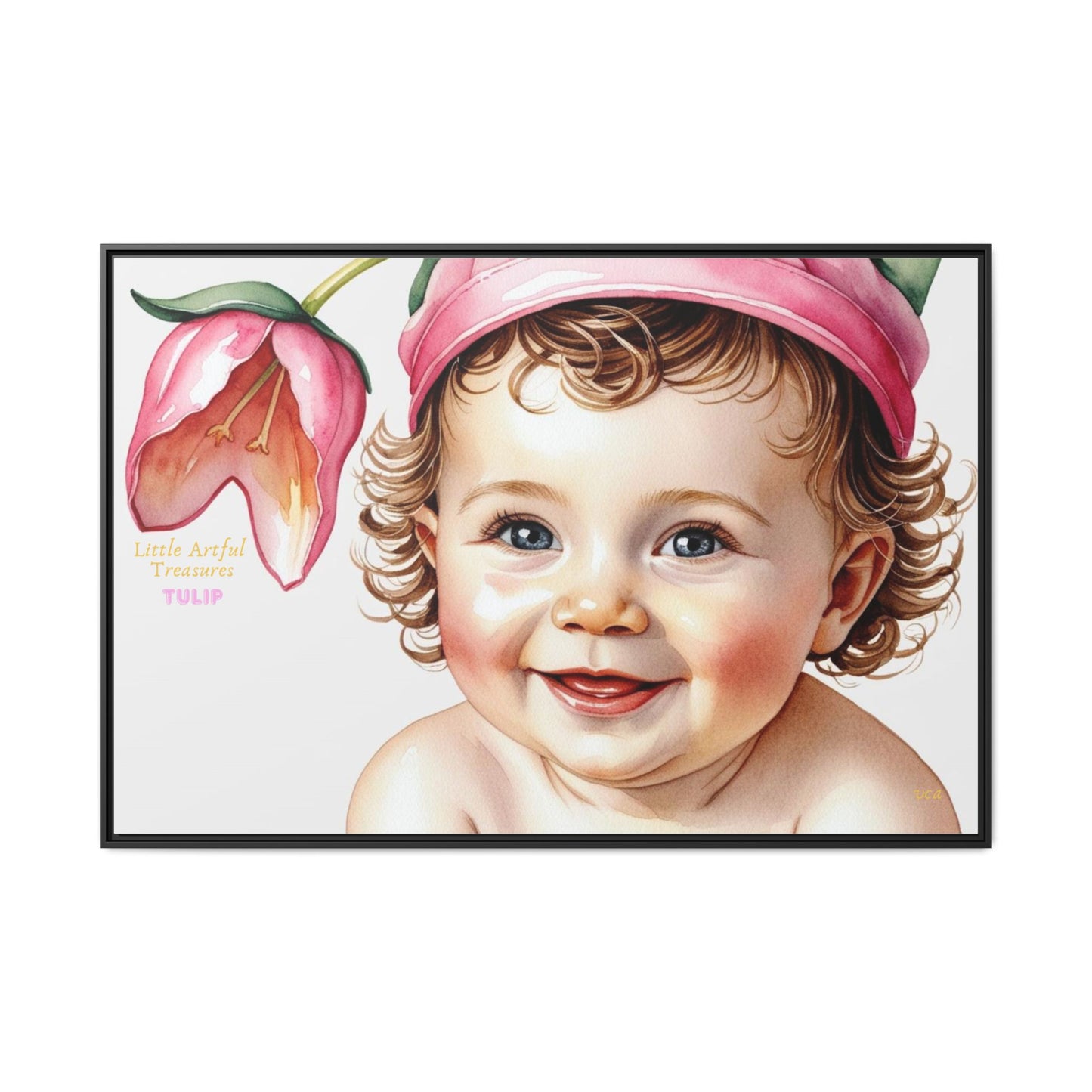 "Little Artful Treasures" Collection - 'Tulip' - Art Framed Matte Canvas Baby Portrait by vca