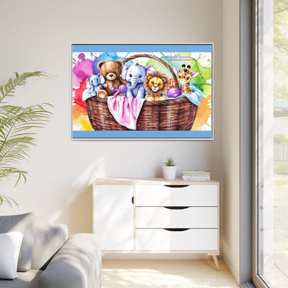 "Little Artful Treasures" Collection - Framed Nursery Canvas Wall Art — 'Best Friends Basket 2' by vca