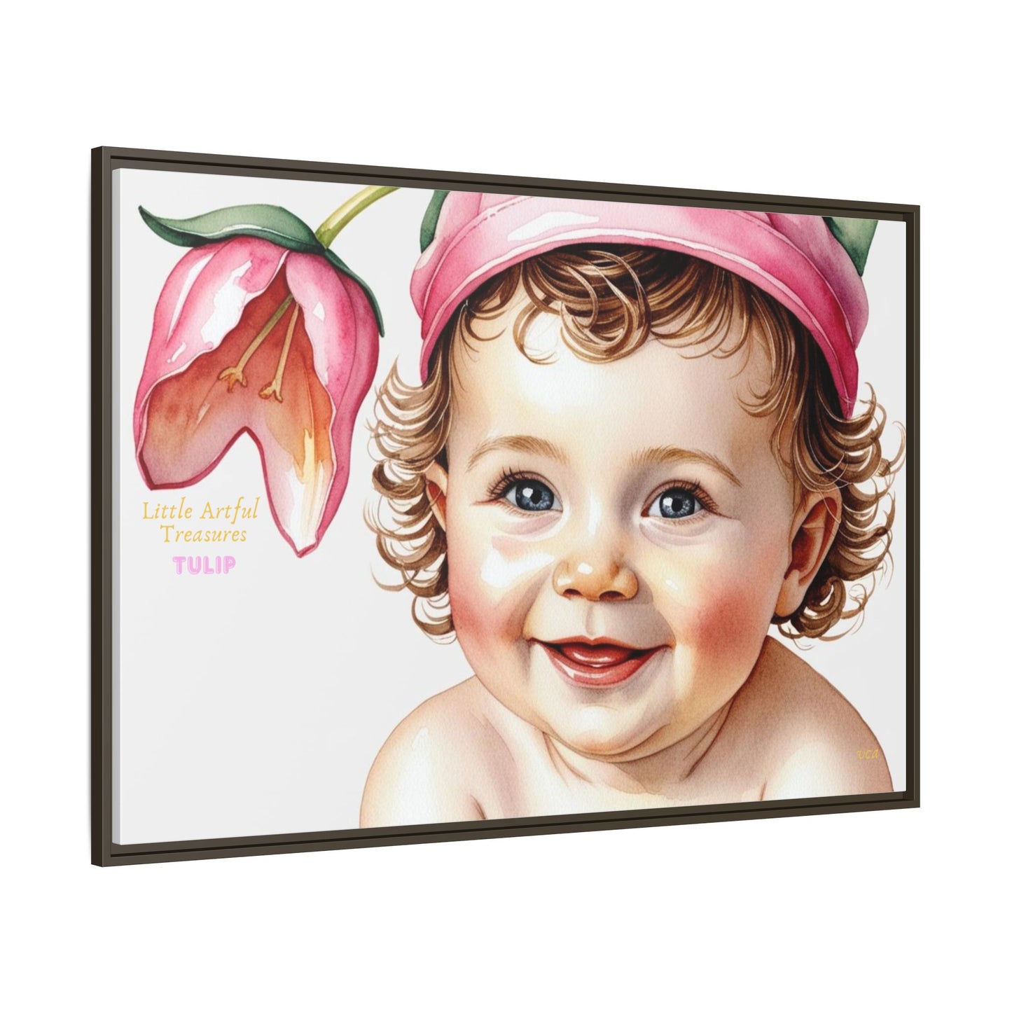 "Little Artful Treasures" Collection - 'Tulip' - Art Framed Matte Canvas Baby Portrait by vca