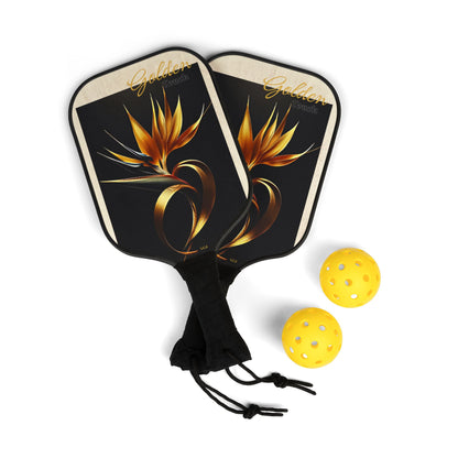 "Golden Touch" Collection - 'Bird of Paradise' design #2 by vca - Designer Pickleball Kit