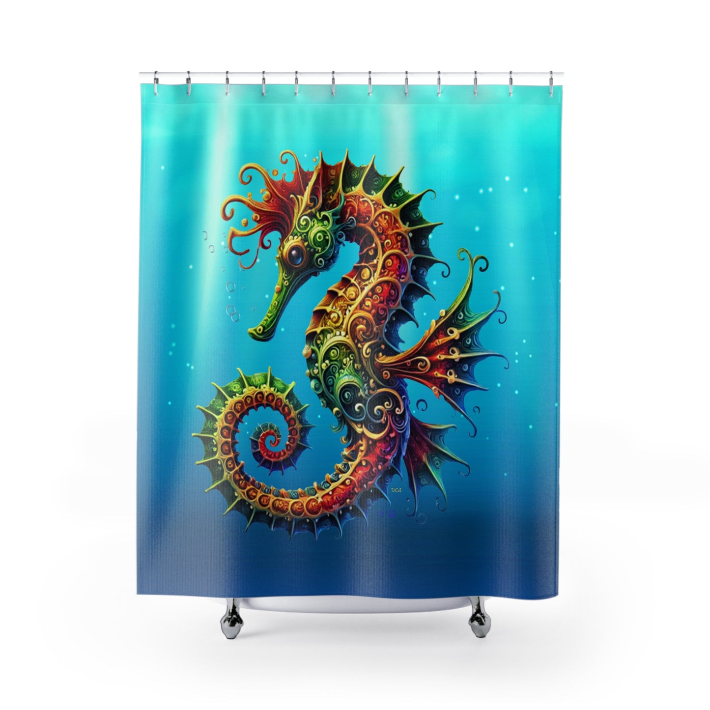 "Elevated Style" Collection - Colorful Seahorse Shower Curtain –