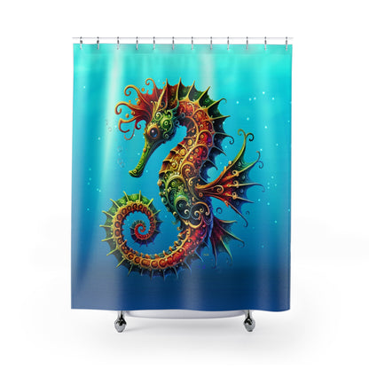 "Elevated Style" Collection - Colorful Seahorse Shower Curtain –