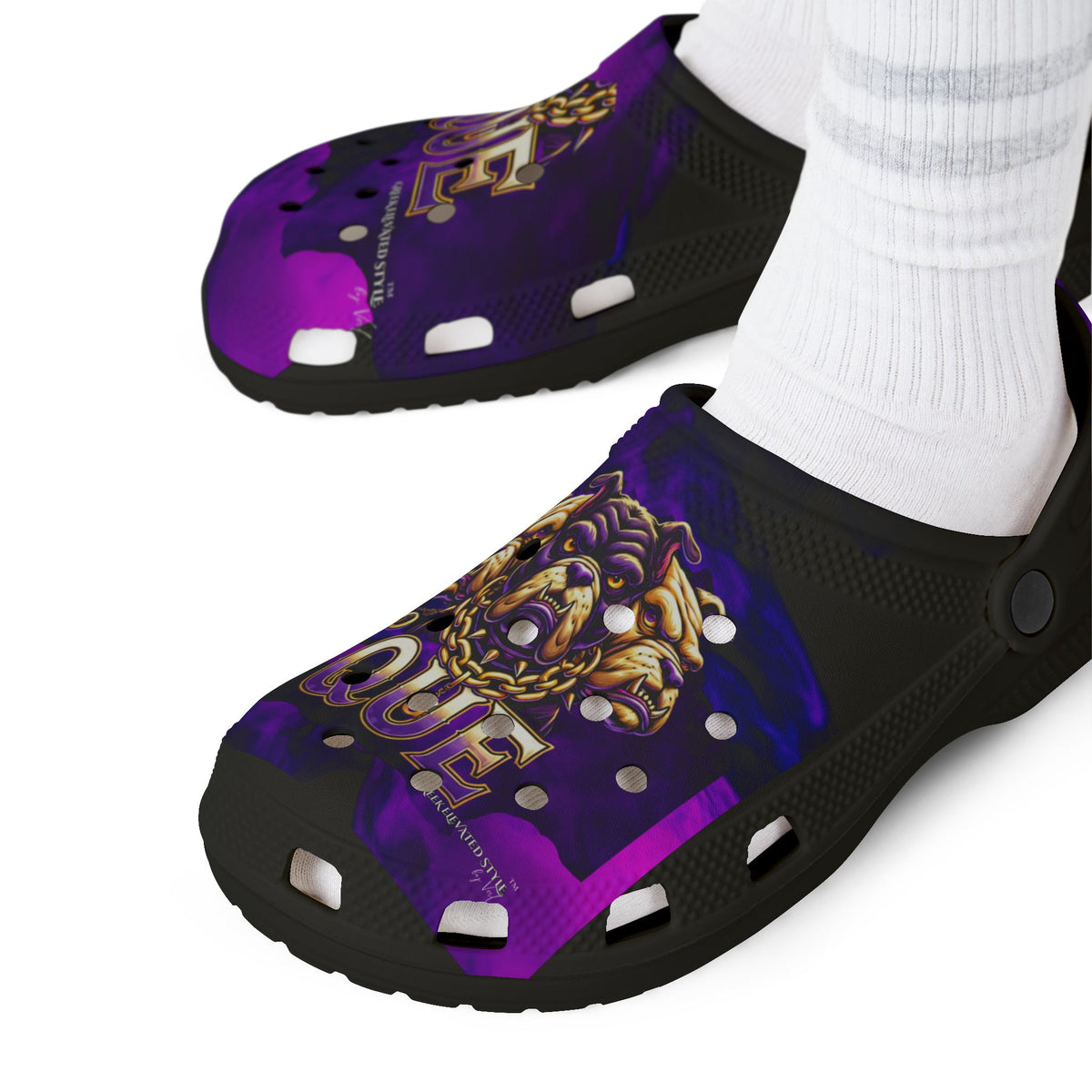 Men's EVA Foam Rubber Shoes - "Q Dogs" design #1, "Greek Elevated Style" collection