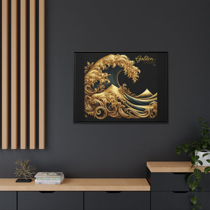 "Golden Touch" Collection - 'Cresting Sea' by vca - Matte Canvas, Black Framed