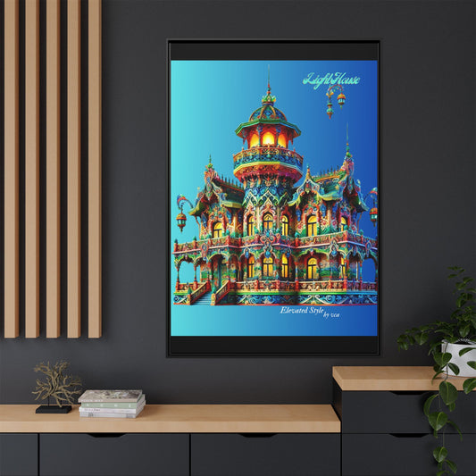 "Elevated Style" Collection - Vibrant Wall Art 'Light House' by vca - Framed Matte Canvas