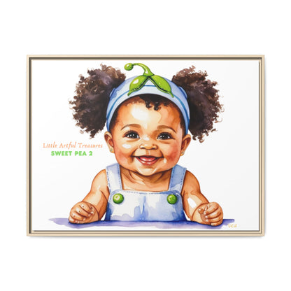 "Little Artful Treasures" Collection - Framed Canvas Print — "Sweet Pea 2" Baby Portrait by vca