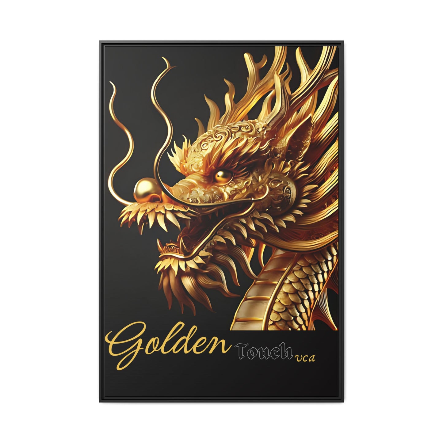 "Golden Touch" Collection - Framed 'Golden Dragon' Designer Canvas Wall Art by vca