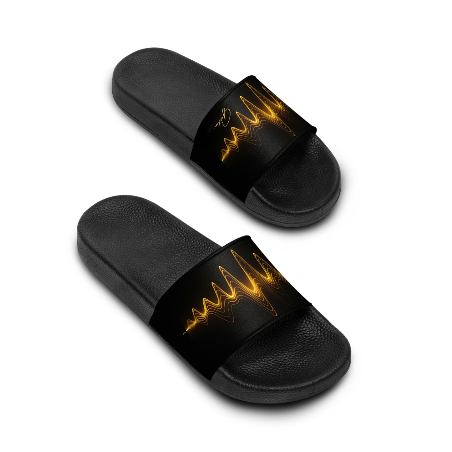Stylish 'Soundwave' Men's Slide Sandals — "Elevated Style' Collection - Graphic Soundwave Design by vca