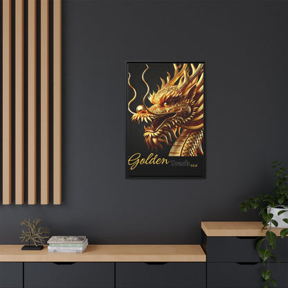 "Golden Touch" Collection - Framed 'Golden Dragon' Designer Canvas Wall Art by vca
