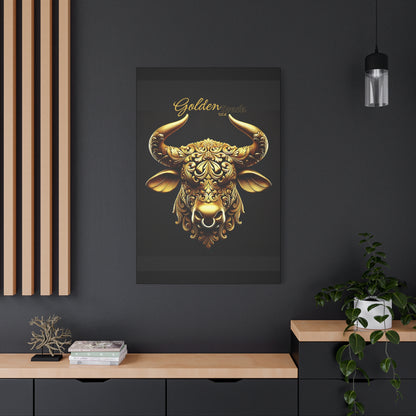 "Golden Touch" Collection - 'Taurus Head2' by vca - Framed Designer Matte Canvas