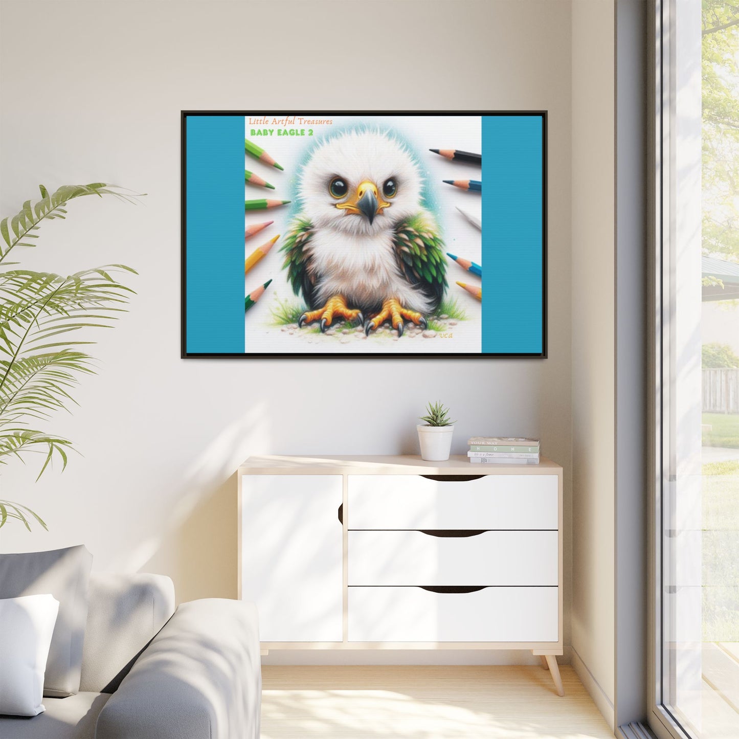 "Little Artful Treasures" Collection - Framed Canvas Wall Art — "Baby Eagle 2" by vca