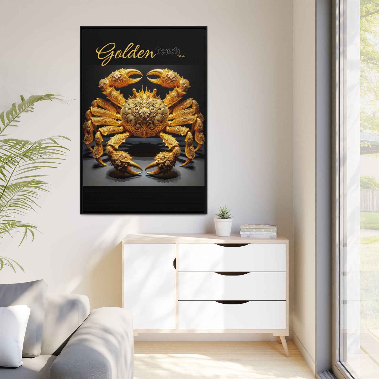 Framed Art Print - "Golden Touch" Collection - Golden "Queen" Crab - Wall Art by vca