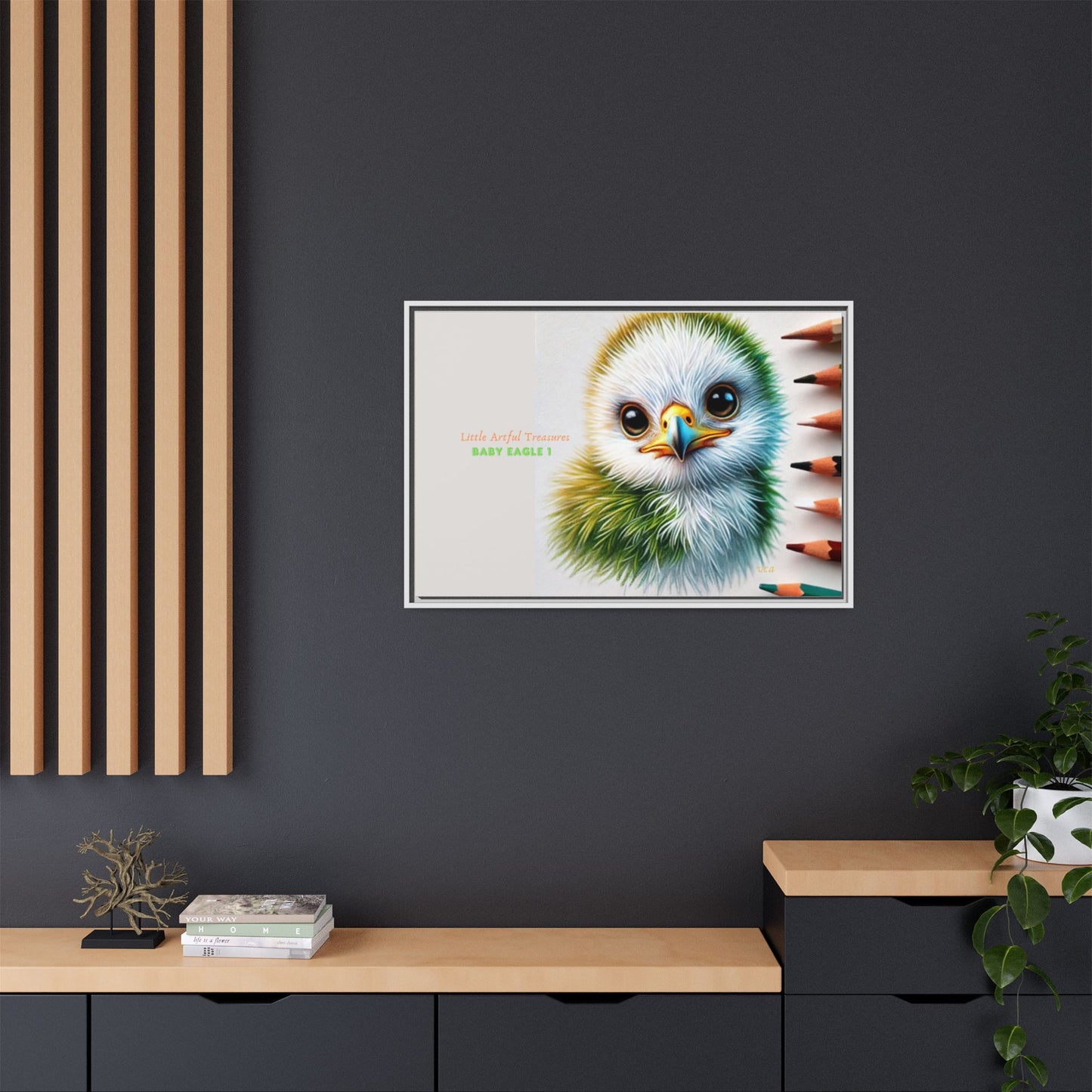 "Little Artful Treasures" Collection - Framed Matte Canvas - 'Baby Eagle 1' by vca