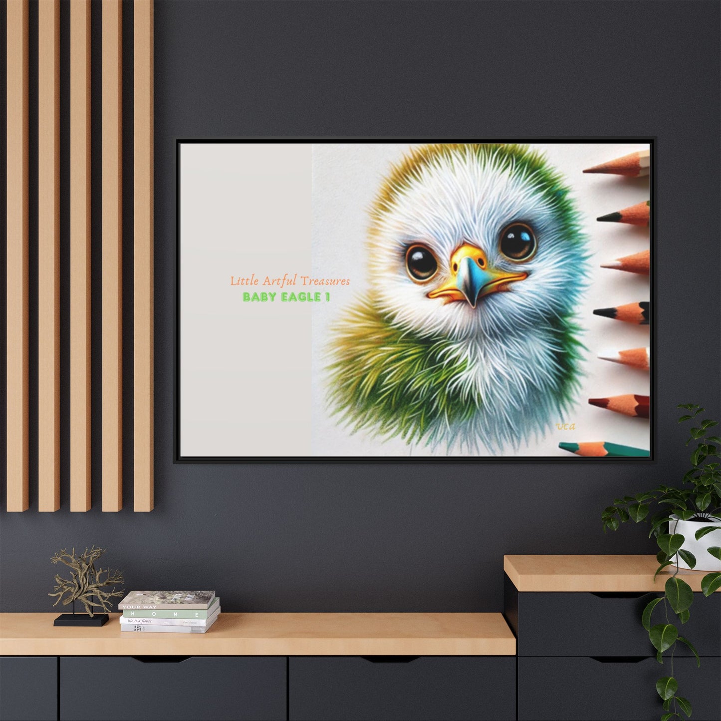 "Little Artful Treasures" Collection - Framed Matte Canvas - 'Baby Eagle 1' by vca