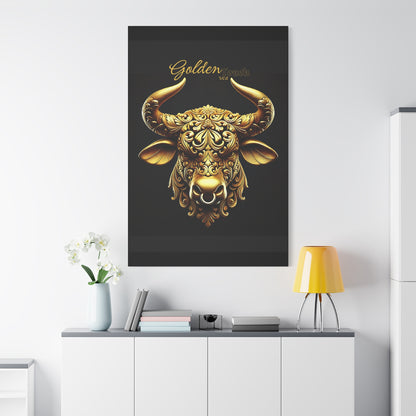 "Golden Touch" Collection - 'Taurus Head2' by vca - Framed Designer Matte Canvas