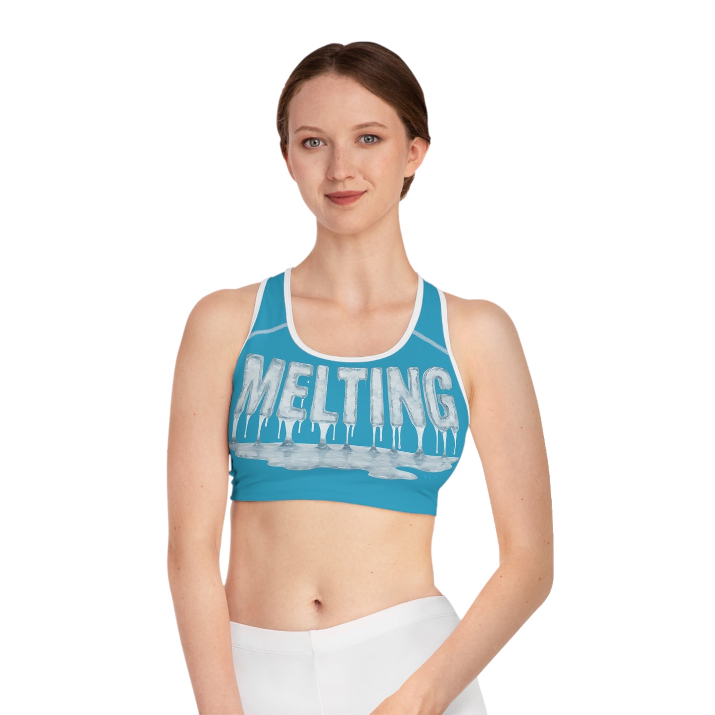 "Elevated Style" Collection - "Melting" ice designer Sports Bra by vca